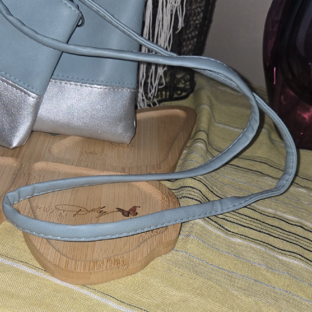 Light Blue & Silver Crossbody Bag with Coin Pouch - Picture 10 of 10